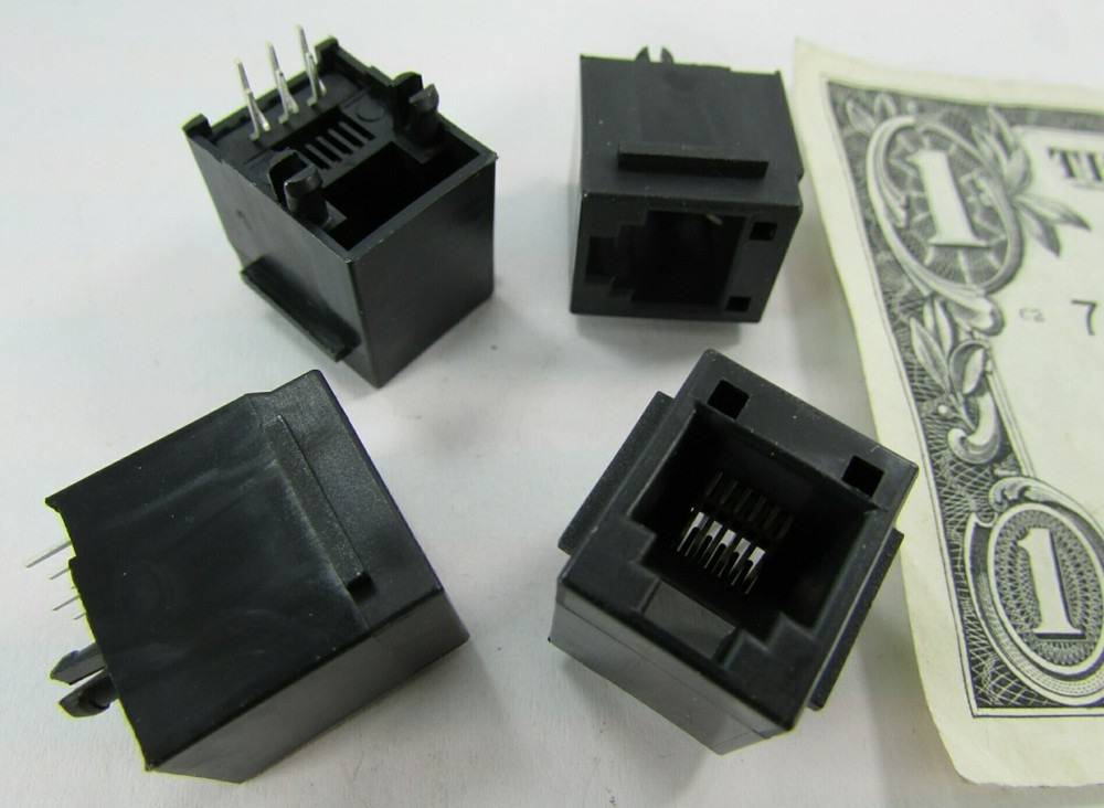 20 Molex Modular Jacks RJ-12 Vertical Top Entry PCB Through Hole 6P6C Panel Ribs