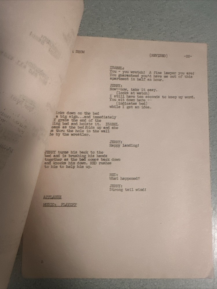 RARE 1951 Jerry Colonna Show Script