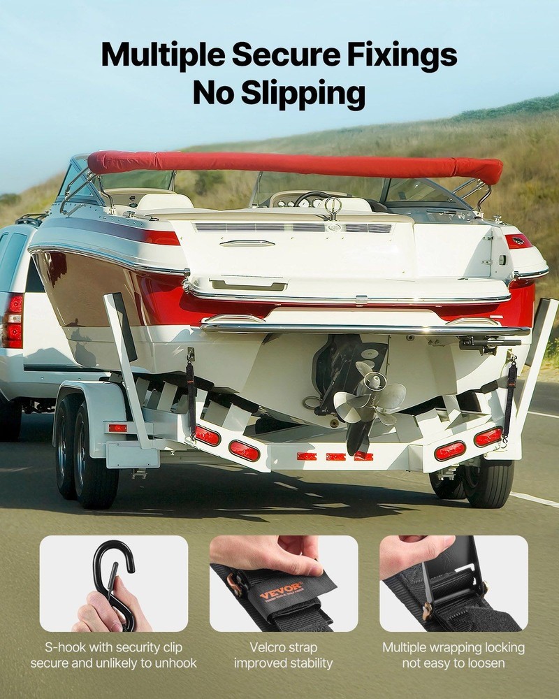 Weatherproof 2in x 4ft Retractable Tie Down Straps Multiple Wrap Use