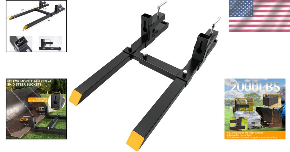 43" Clamp on Tractor Forks - 2000lbs Capacity-