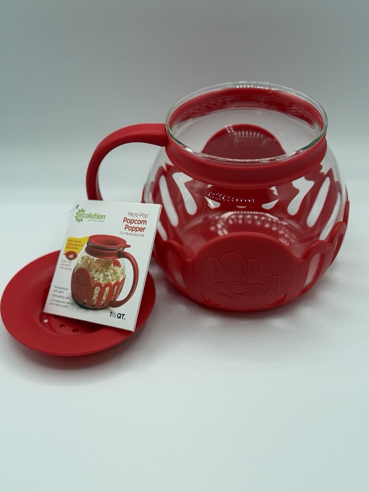 Ecolution Micro-Pop Microwave Popcorn Popper 1.5 Quart Red NEW!