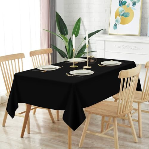 2 Pcs Plastic Tablecloth for Rectangle Table, 54 × 54" X 108" Rectangle Black