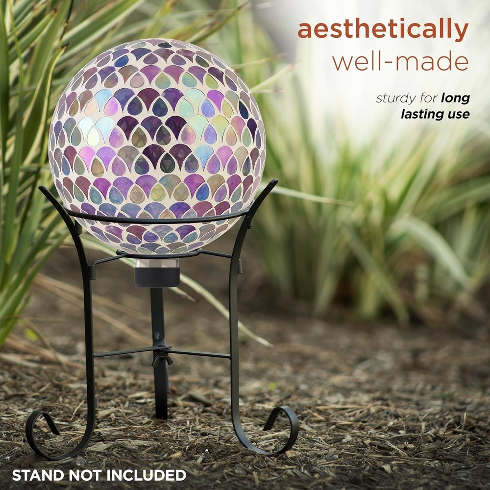 Outdoor Glass Gazing Globe 10" - Stunning Multicolor Teardrop Pattern