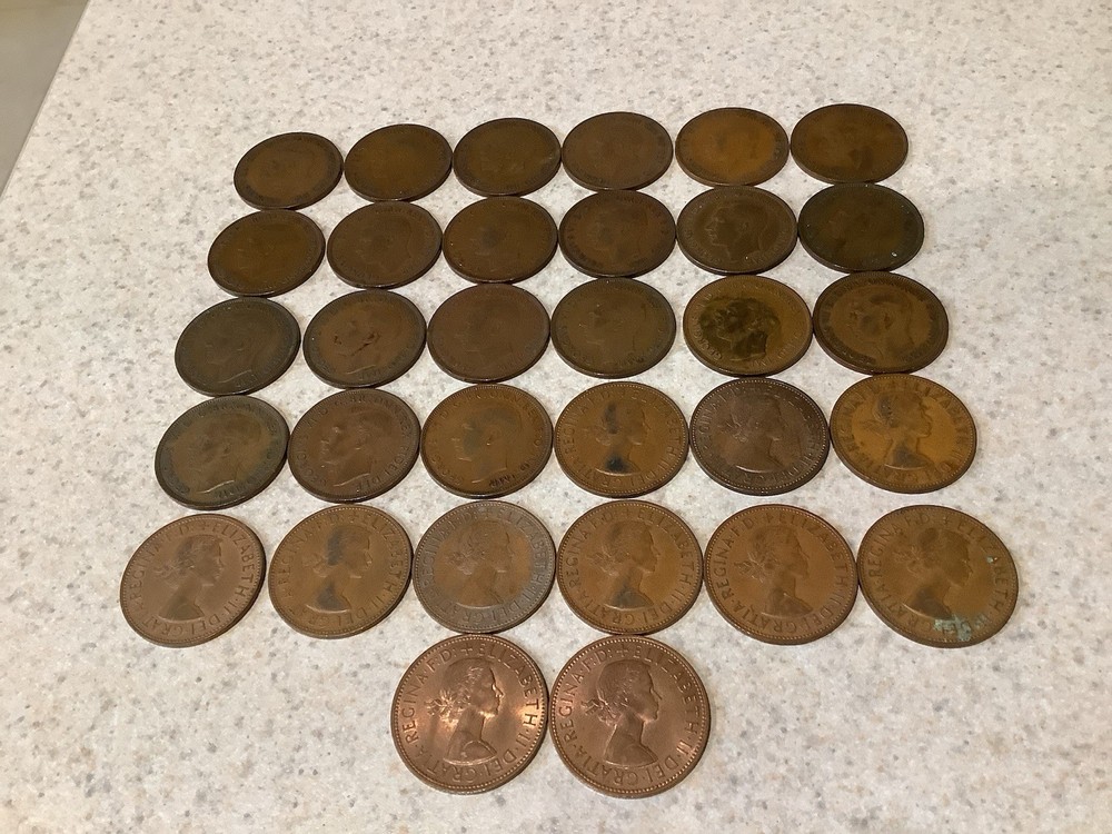 Great Britain 32 Large One penny Mixed Dates