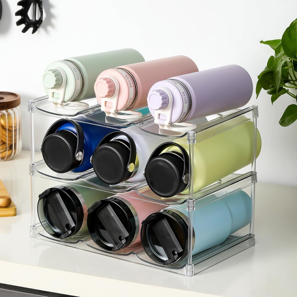 LARGER Compartment - Stackable Water Bottle Organizer Holder - for Stanley & ...