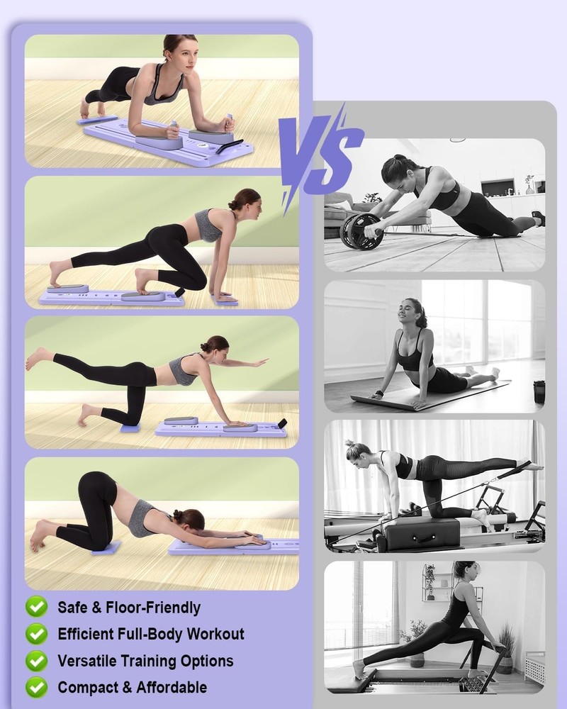 Pilates Board - Multi-Functional Pilates Reformer for Core & Abdominal Training,