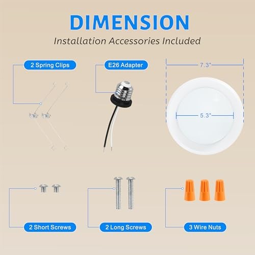 6 Inch LED Low Profile Surface Mount Disk Light - 16.5W 1000Lm - 5000K Daylight