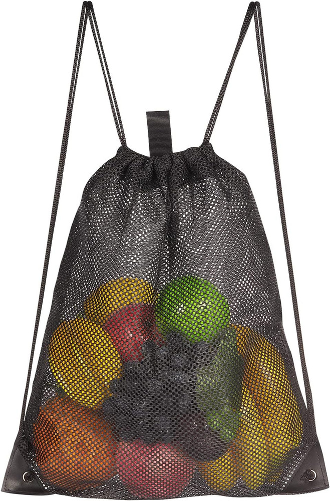 2-PACK Mesh Drawstring Bag, Mesh String Bag for Gym Laundry Seashell and Beach F