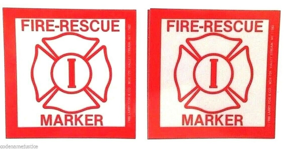 FIRE RESCUE WINDOW  MARKERS - TWO INVALID - HANDICAPPED  DECALS --  A PAIR