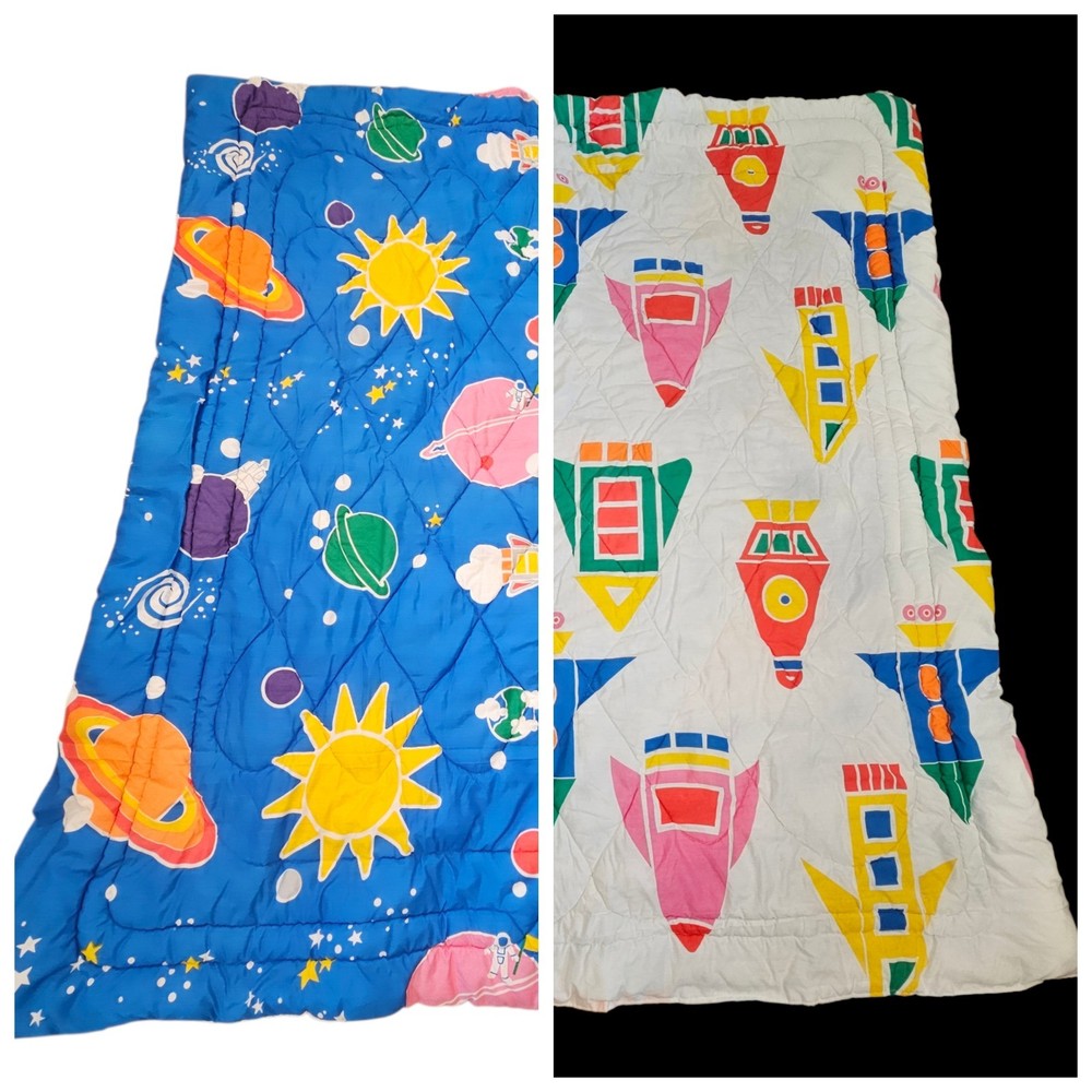 VTG Dan River Wendy Waselle's Learning Line Space Race Comforter Full Reversible