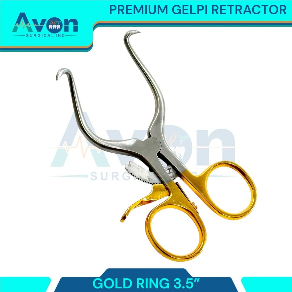 Self Retaining Sharp Pronged Retractor Spreader, Gold Handle, Premium (1 Piece)