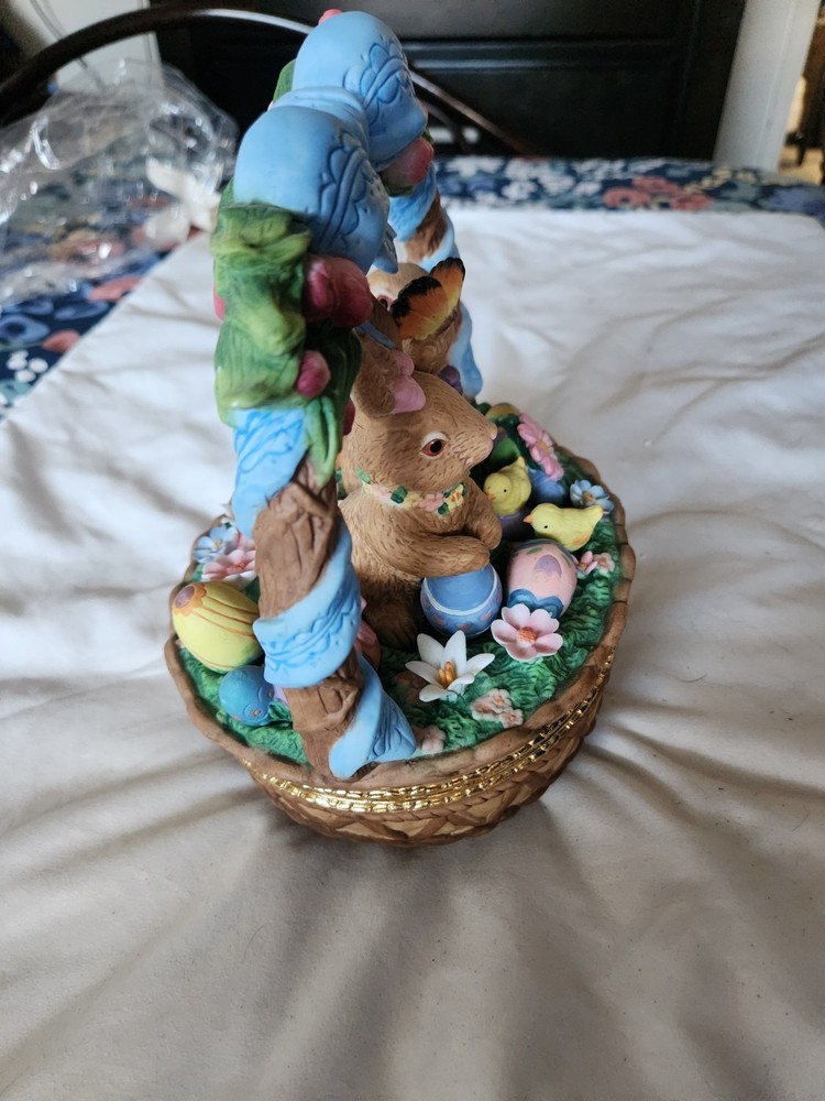 vintage porcelain Easter basket trinket box