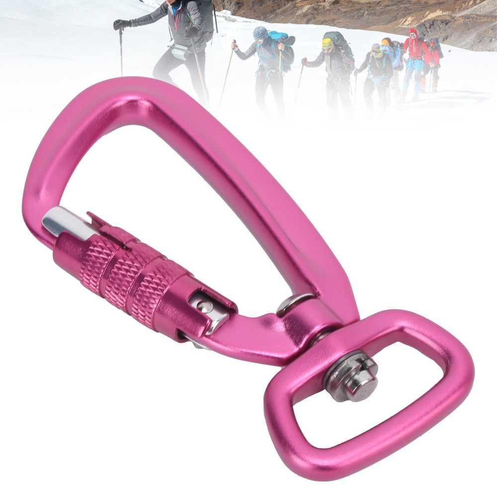 Pink Carabiner Clip Auto Locking Square Bottom 360 Rotational Hook