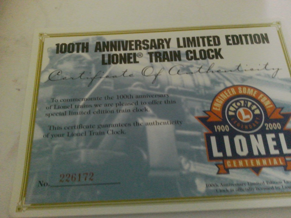 Lionel 100th Anniversary Animated Train Wall Clock