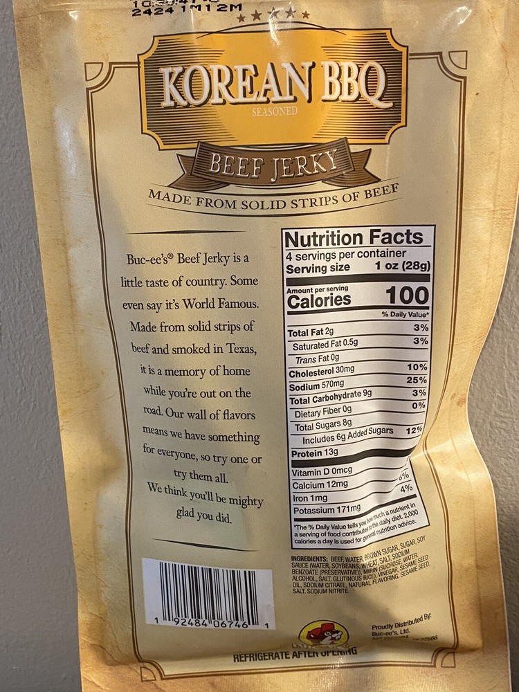 Bucees Korean BBQ Beef Jerky 4oz