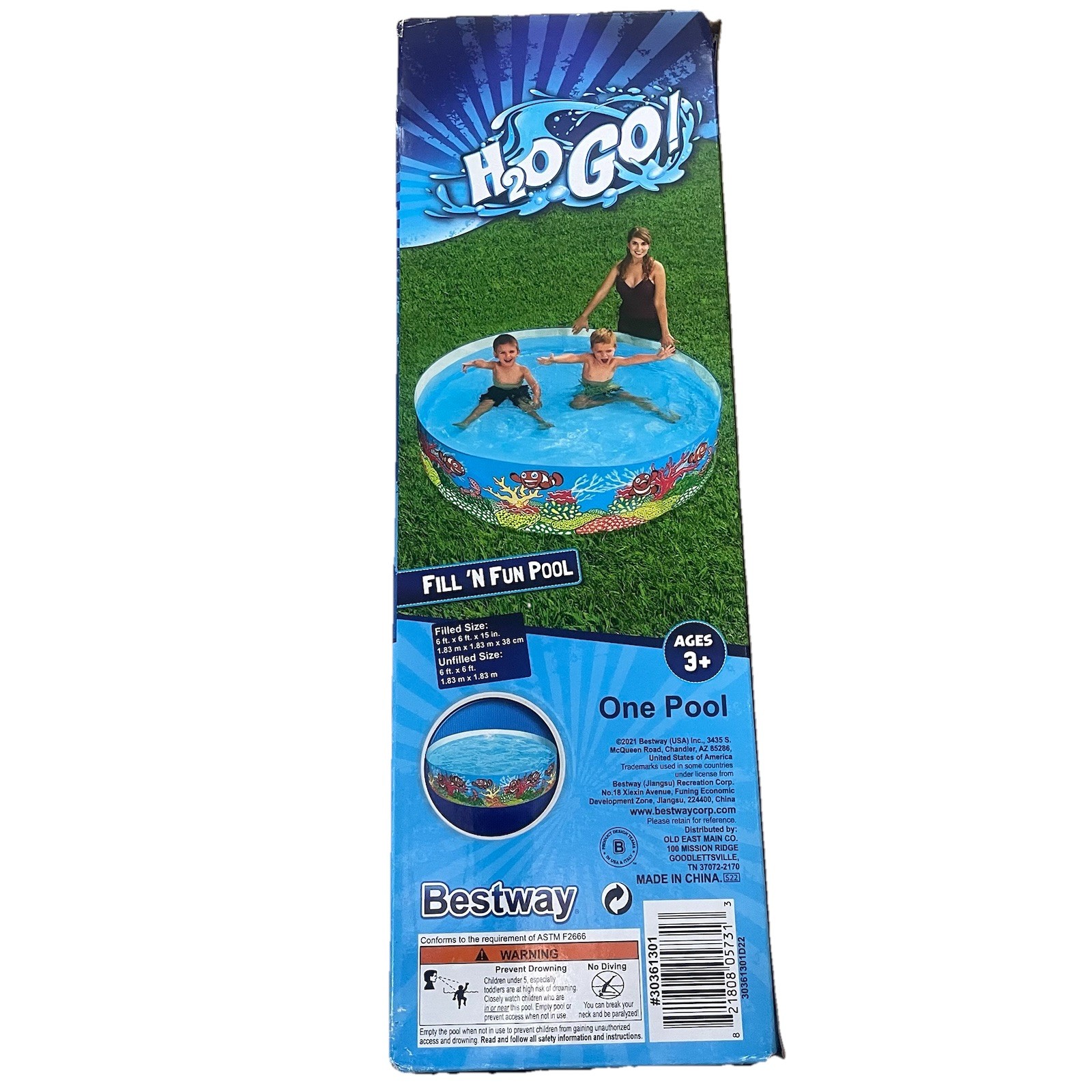 Bestway H2OGO! Kiddie Pool Fish Sea Life Fill 'N Fun 6’x6’x15” NEW