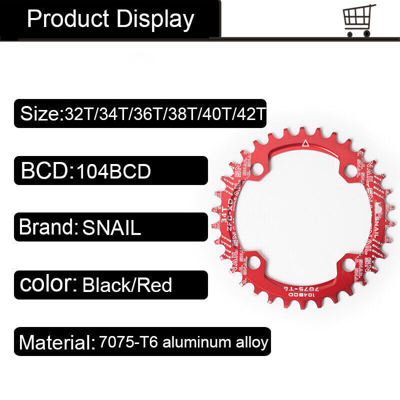 BUCKLOS 104BCD Crank 170mm Crankset 32-38t MTB Bike Narrow Wide Single Chainring