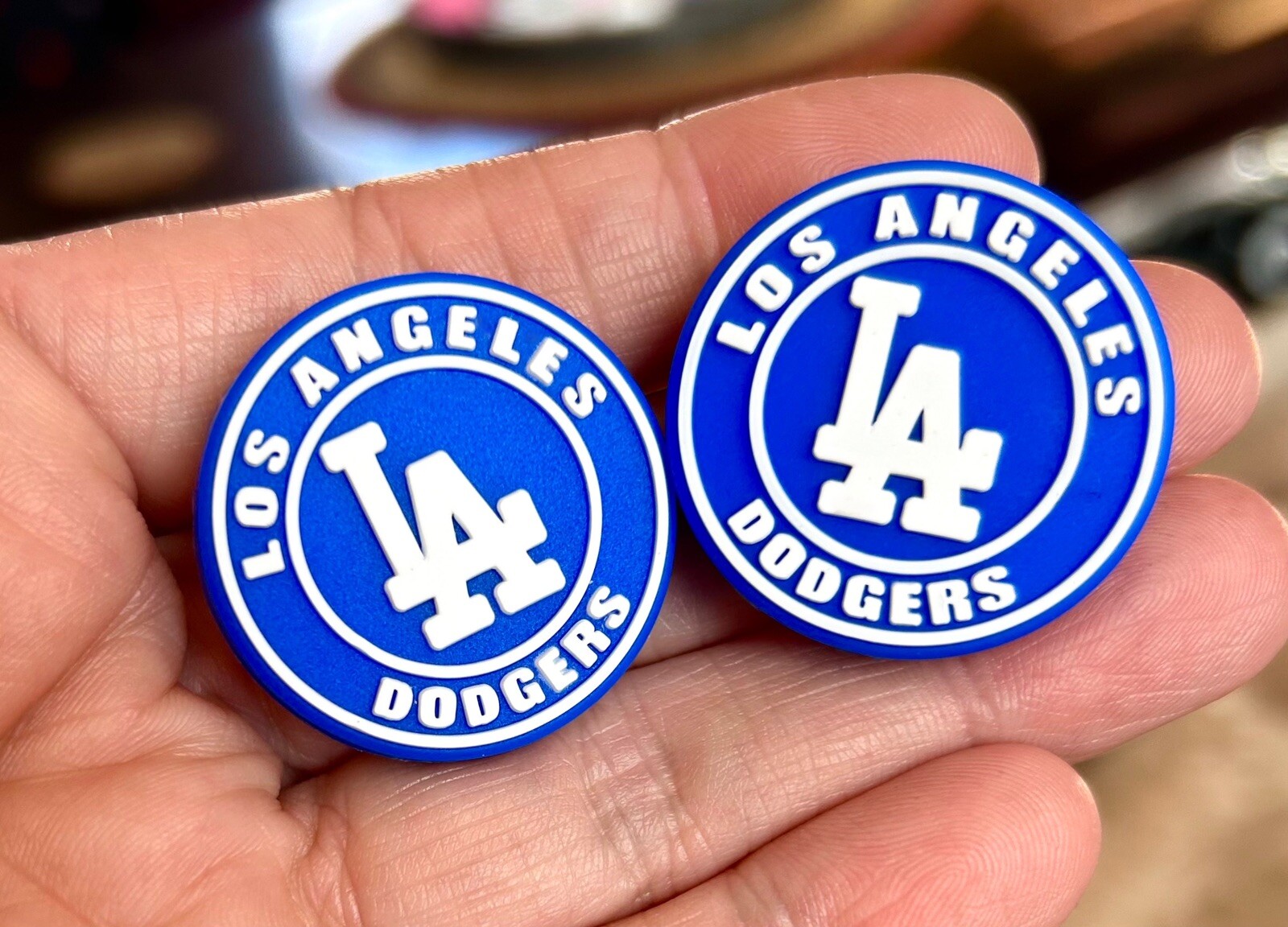 2 Piece Los Angeles L.A. Baseball Team Silicone Focal Beads DIY Jewelry Pens+