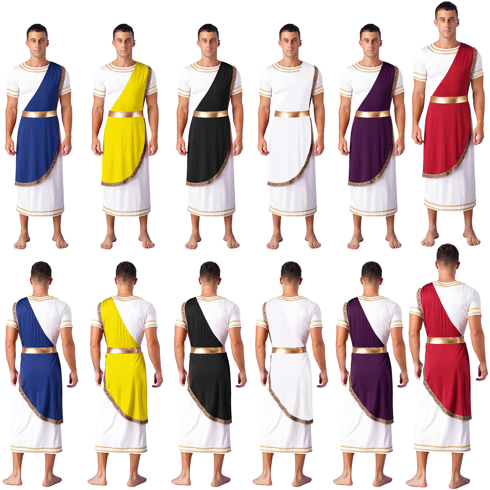 US Men's Ancient Greek Toga Costume Roman Caesar Toga Robe Vintage Greek Outfits