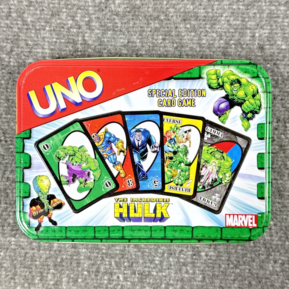The Incredible Hulk UNO Card Game In Tin Case, Missing Instructions