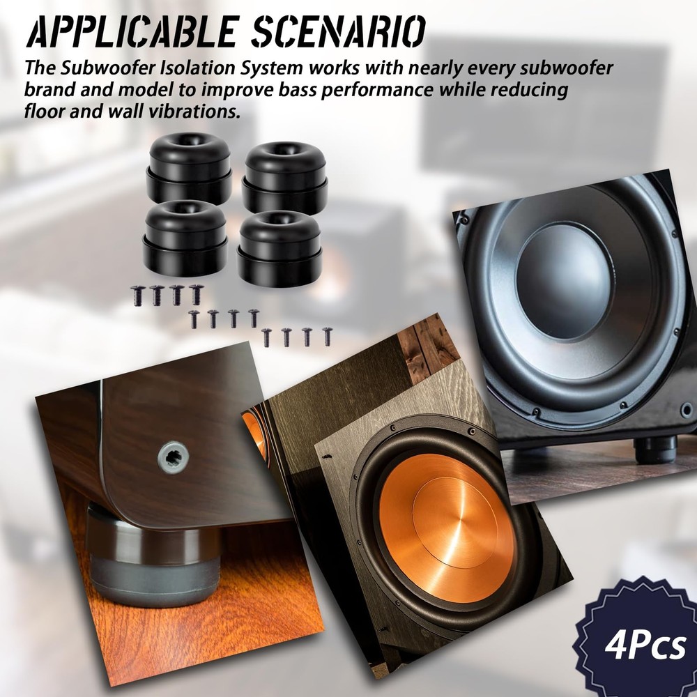 Subwoofer Isolation System 4 Pcs AntiVibration Kit for All Models