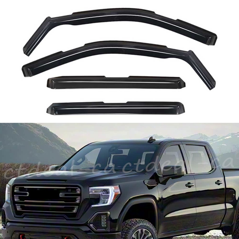 In-Channel Window Visors Sun Rain Guards For GMC Sierra 1500 2019-2026 Crew Cab