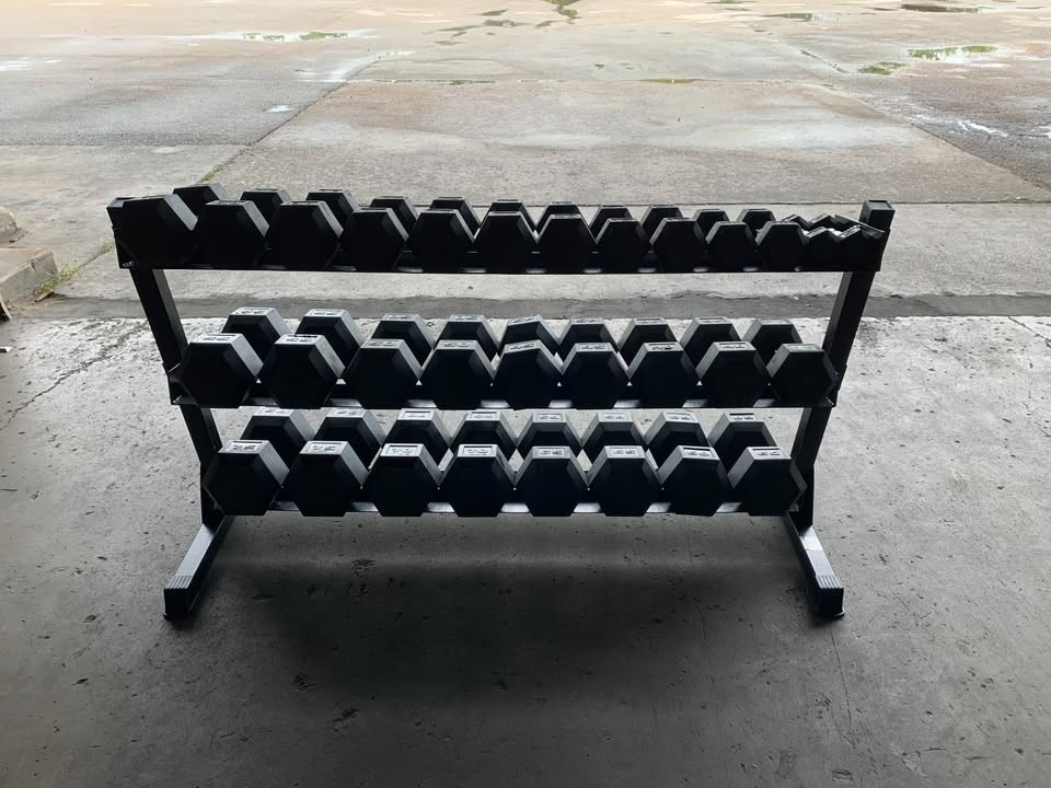 NEW 5–75 lb Dumbbell Set + 3-Tier Heavy Duty Rack – Full Commercial Gym Bundle