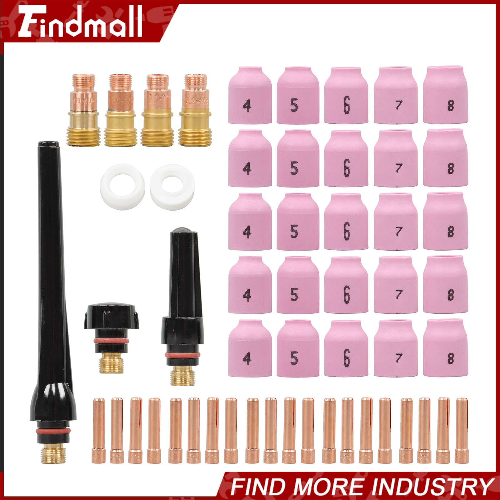 Findmall 58 Pack TIG Welding Torch Kit 040"~1/8" Gas Lens Setup For WP-9/20/25
