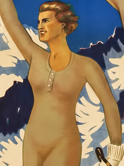 1920s Iradia - Radioactive Underwear Odd Vintage Style Skiing Poster - 24x36