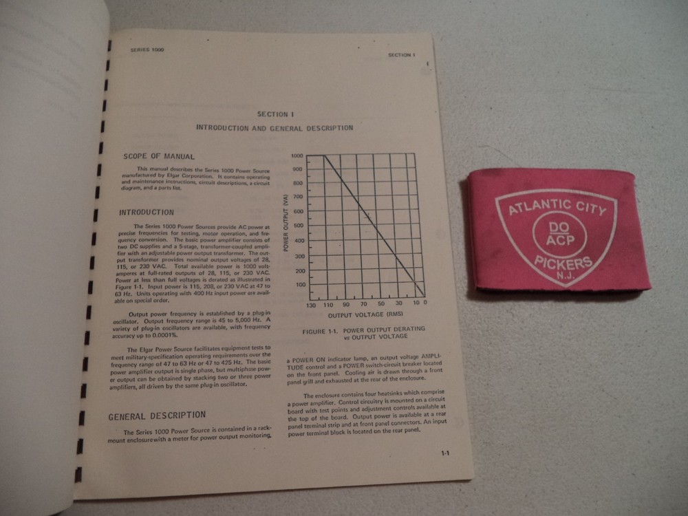 ELGAR SERIES 1000 POWER SOURCE INSTRUCTION MANUAL