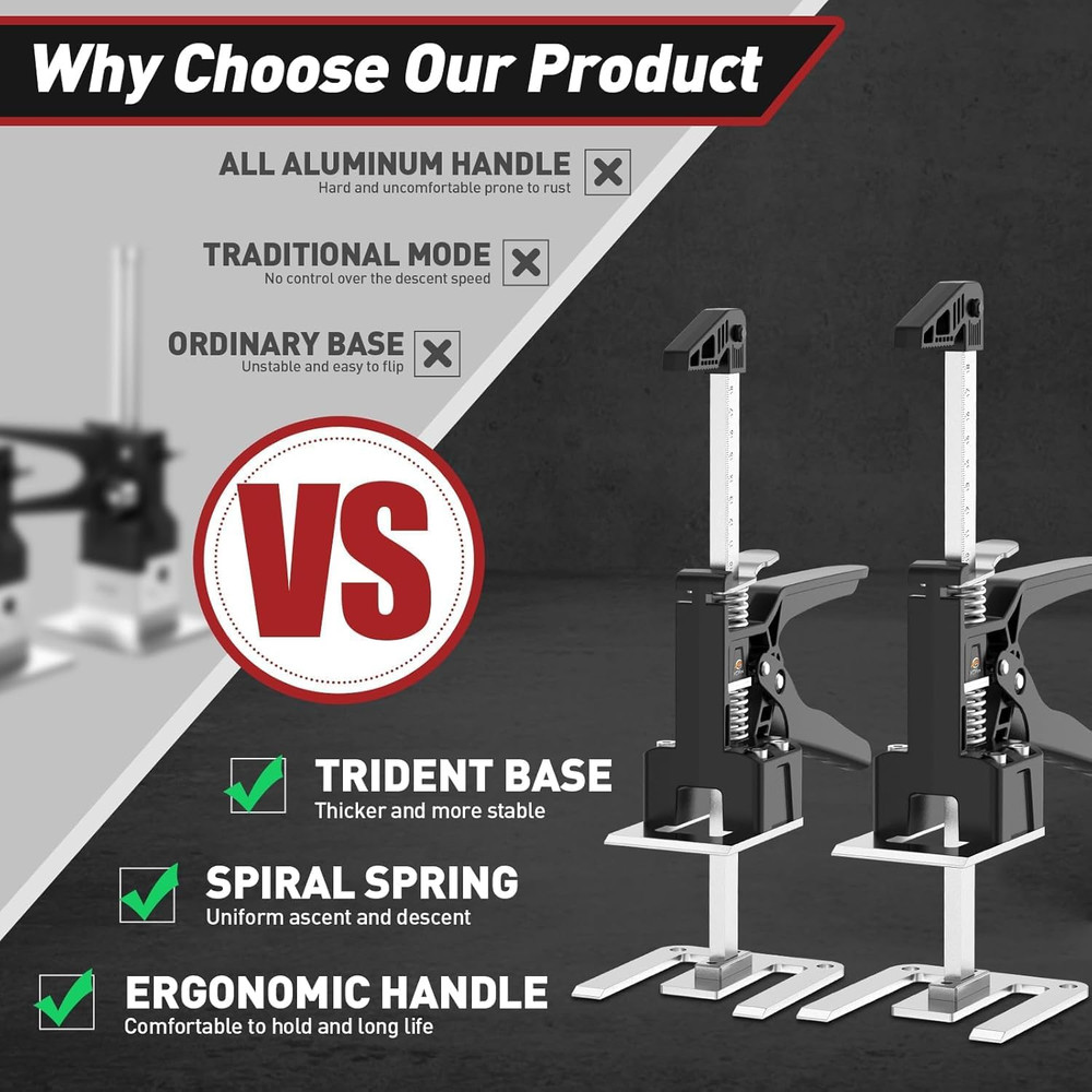 Labor Saving Arm Jack Handle 2 Pack, Construction Jack, Wall Tile Locator, Multi