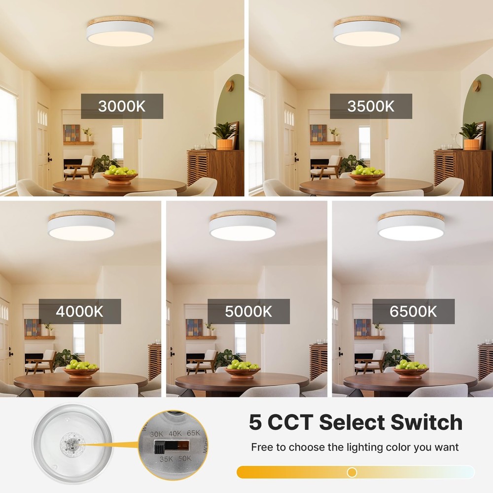 Led Flush Mount Ceiling Light: 11.8" Dimmable 5CCT Overhead Ceiling Lighting ...