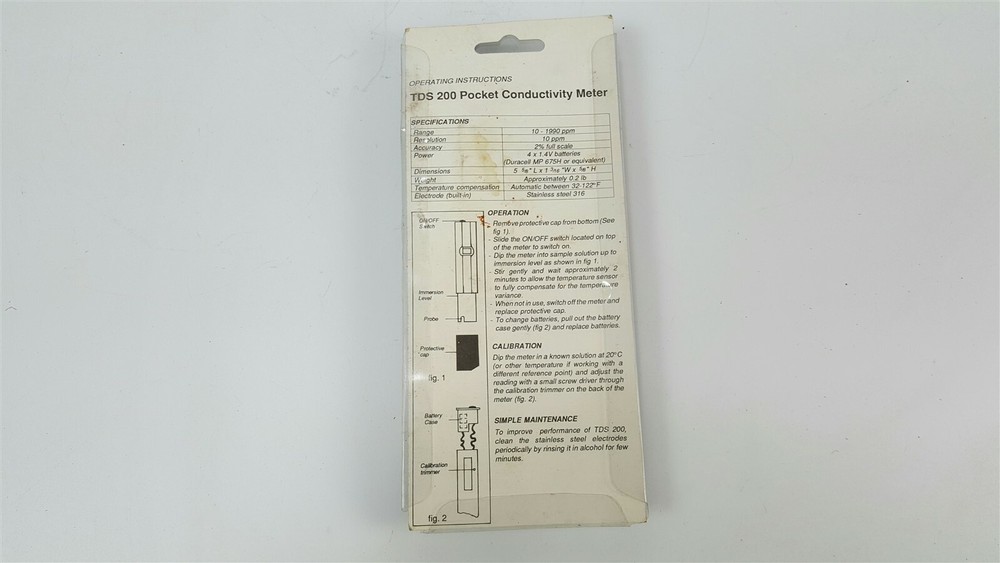 TDS 200 Pocket Conductivity Meter - Range 10/1990 ppm