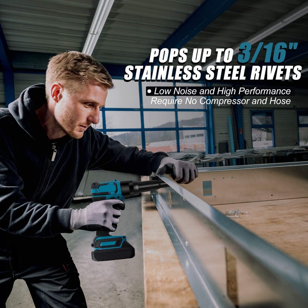 Cordless Ergonomic Rivet Tool Gun Rivnut Setting Tools Nut Setter Blind Riveter