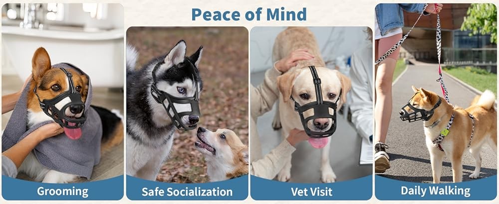 BARKL Dog Basket Muzzle for Medium & Lar Dogs, Humane Ca Muzzle