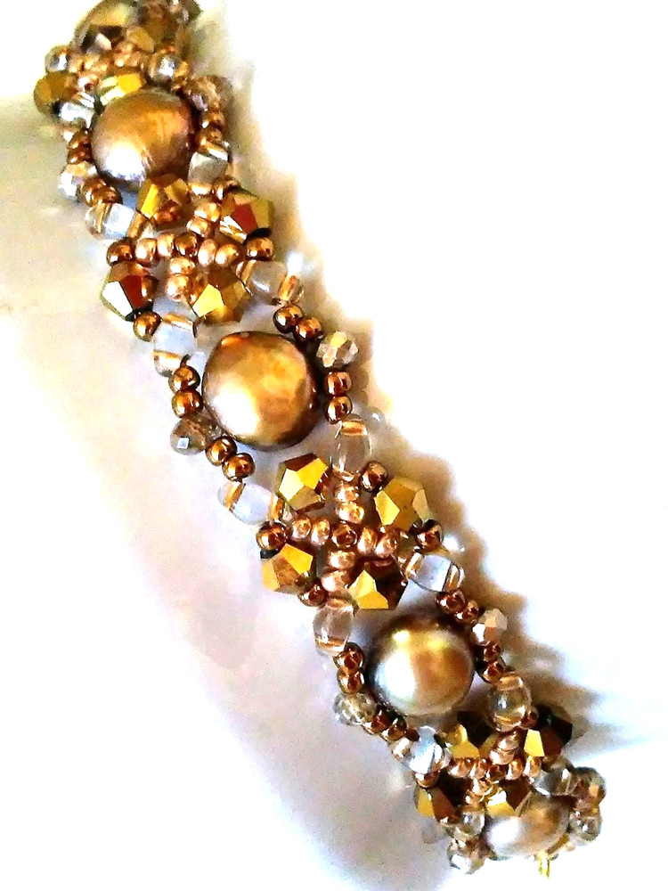 Handmade Golden Shadow Pearl Beaded Bracelet