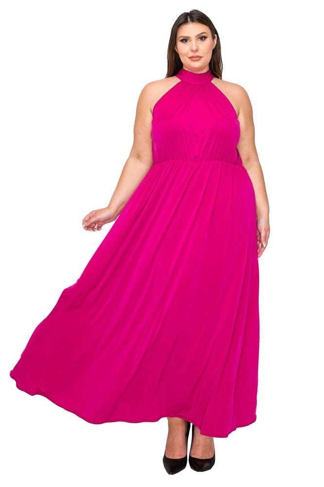 PLUS SIZE Halter Neck Maxi Dress 2