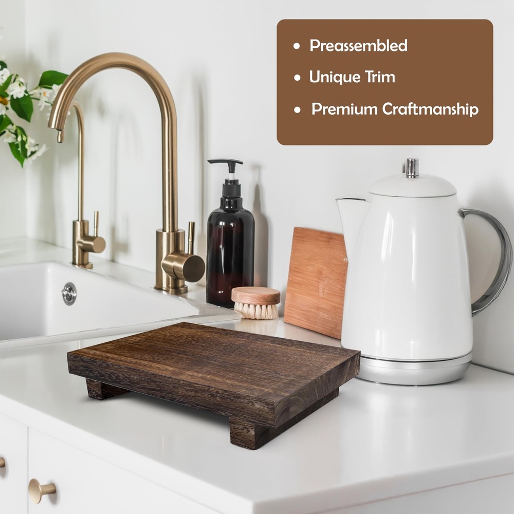 Wood Riser Rustic - Rectangular Pedestal Stand - Brown 9 x 6 Inch
