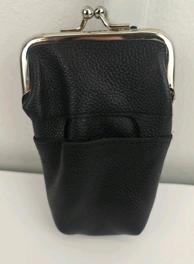 BUXTON Leather Cigarette Case, Black Silver
