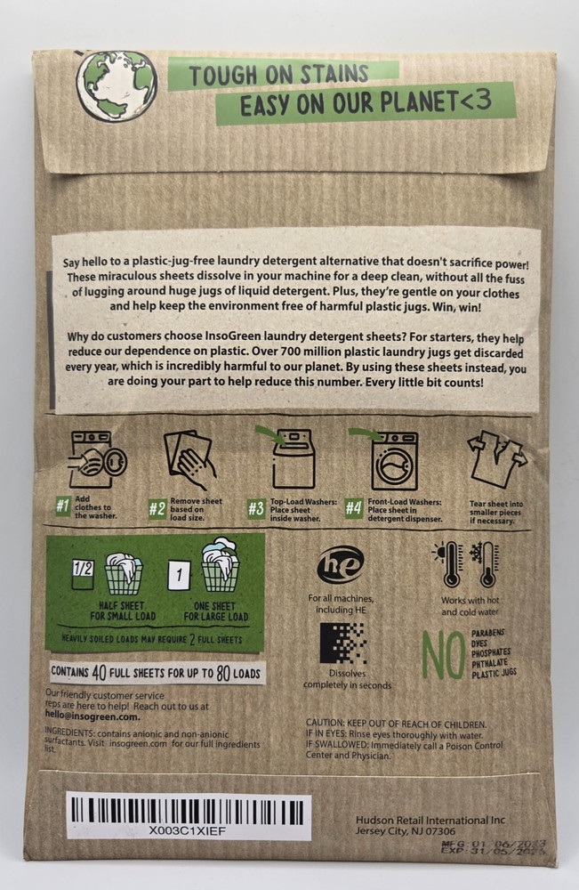 Eco Laundry Detergent Sheets - 80 Loads Laundry Sheets Detergent - Fresh Linen