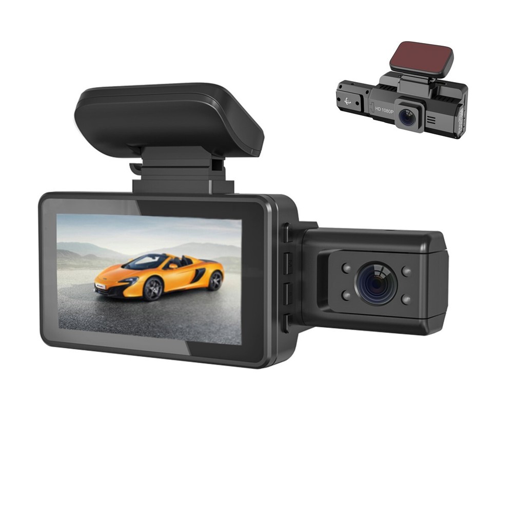Car Dash Cam Night Vision Video Recorder Loop Recording Front And Inside Camera