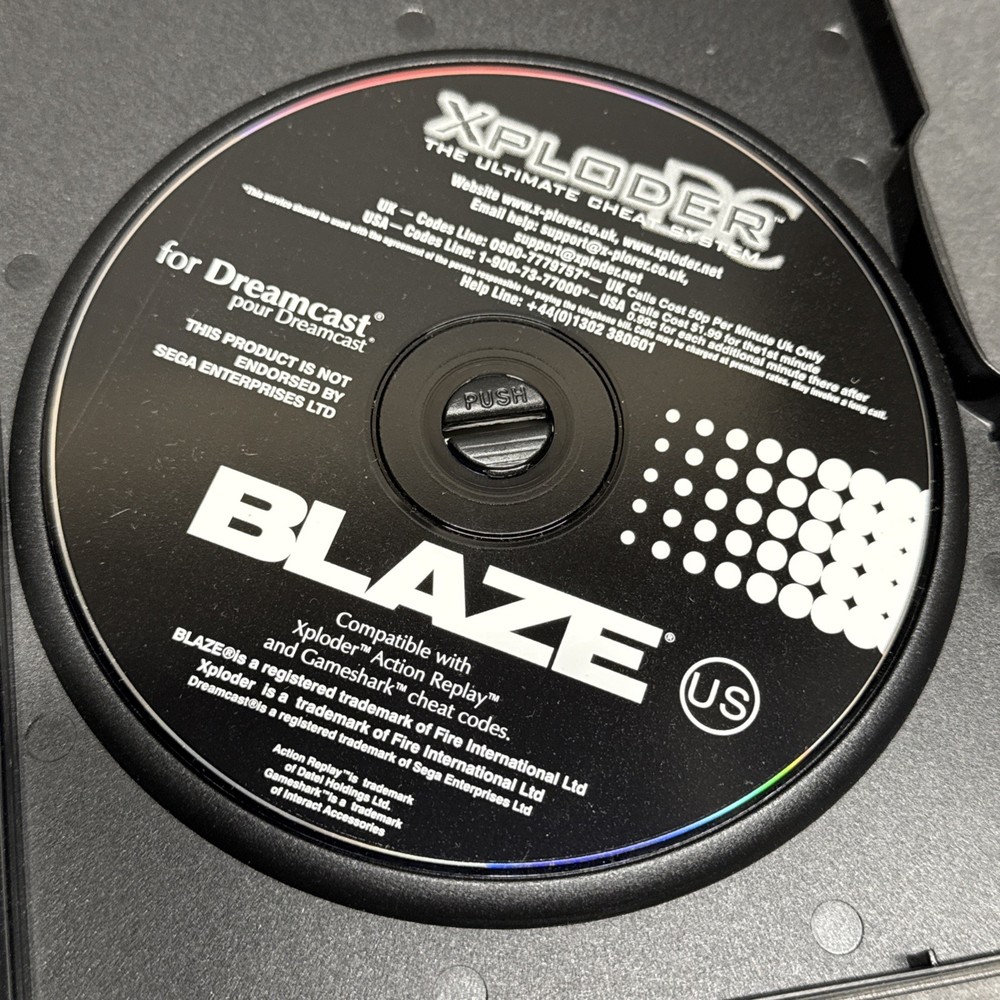 Sega Dreamcast Xploder The Ultimate Cheat System Blaze Game Disc