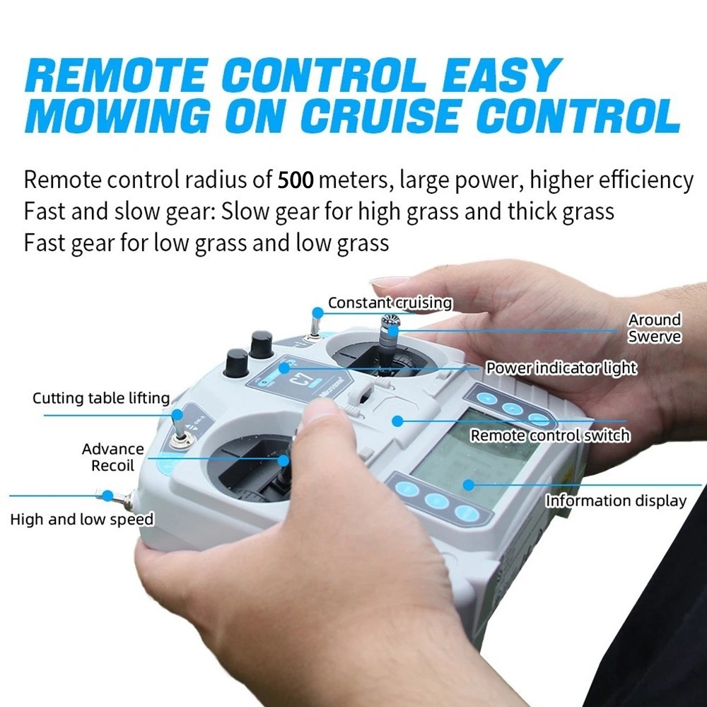 9HP Remote Lawn Mower with Snow Shovel Control Lawn Mower Electric Start EPA USA