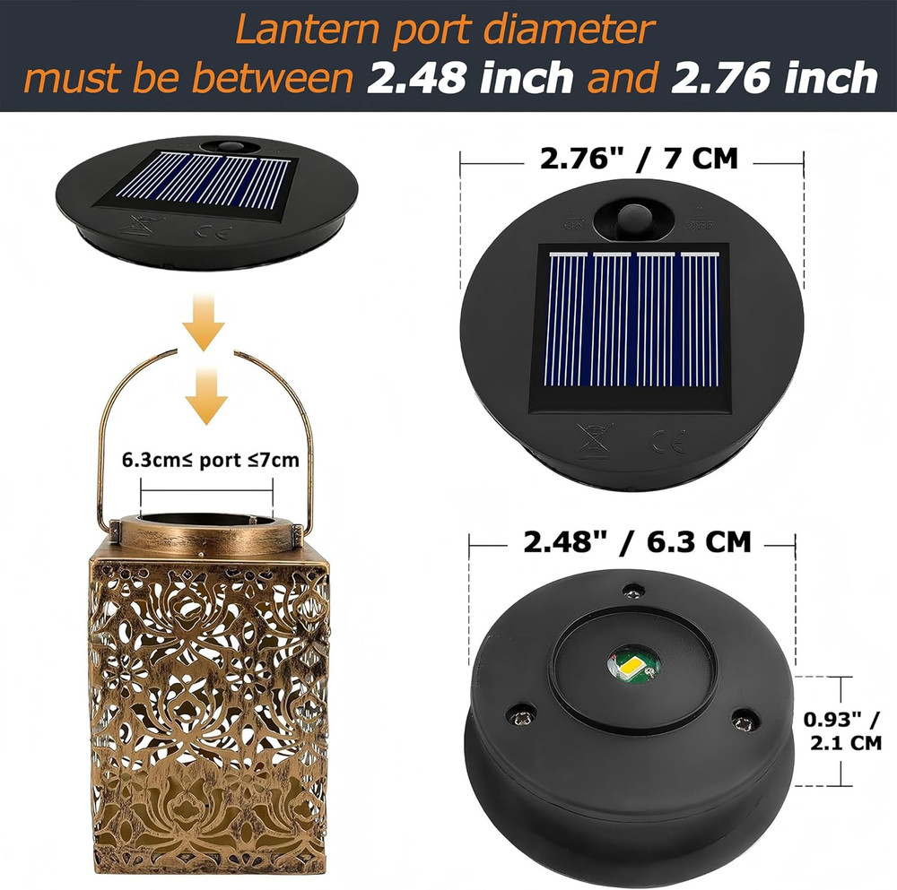 4 Pack Solar Light Replacement Top, Replace Solar Light Part for Lantern (Top 2.