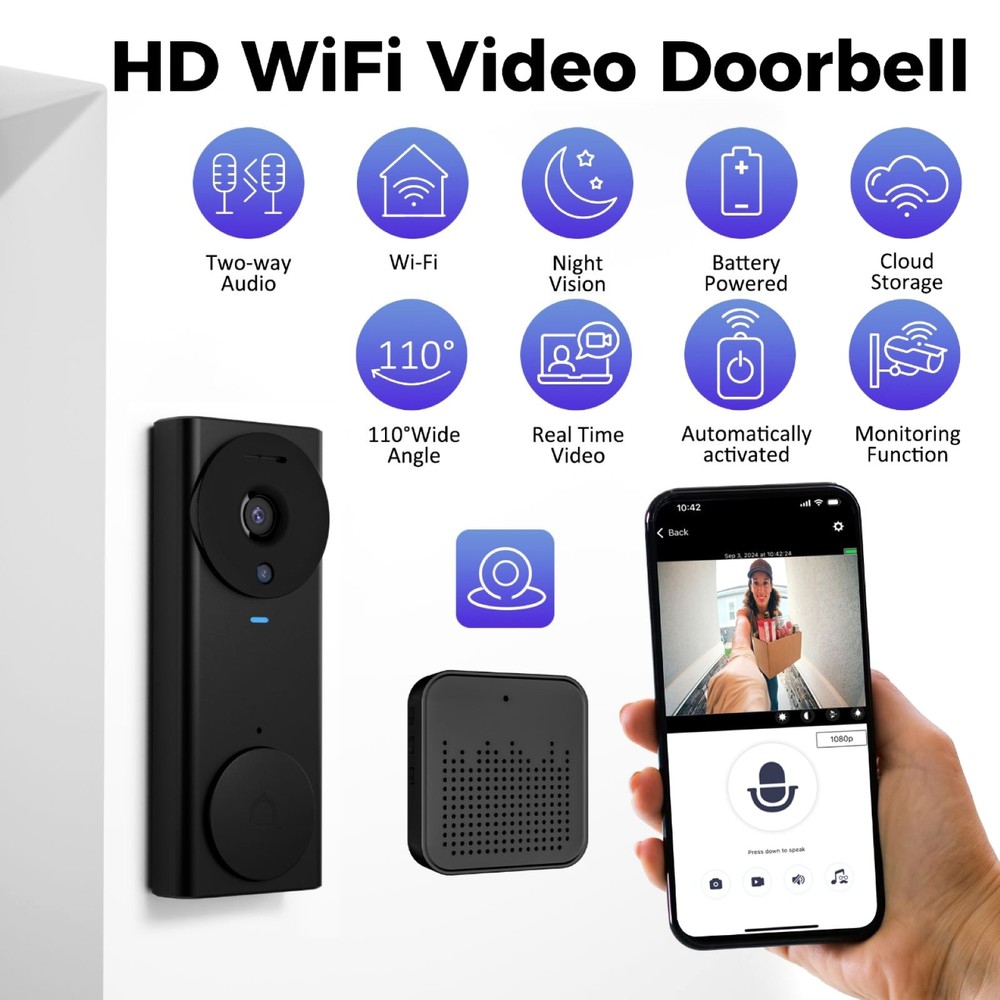 Smart Wireless WiFi Doorbell Camera Phone Door Ring Video Intercom Security Bell