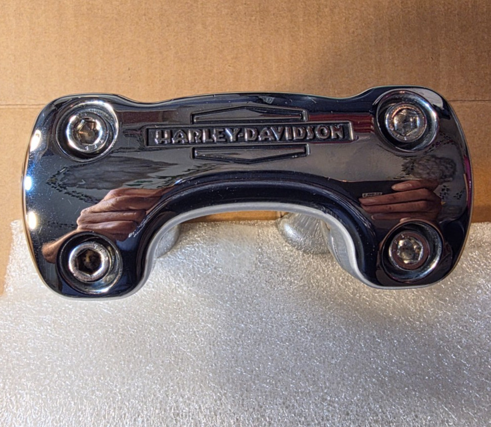 Genuine Harley Davidson 1" Handlebar Chrome Pullback Risers Clamp Bar Shield