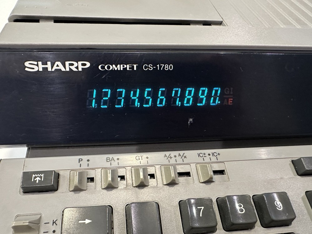 Vintage Sharp Compet CS-1780 Digit Electronic Receipt Printing Calculator Tested
