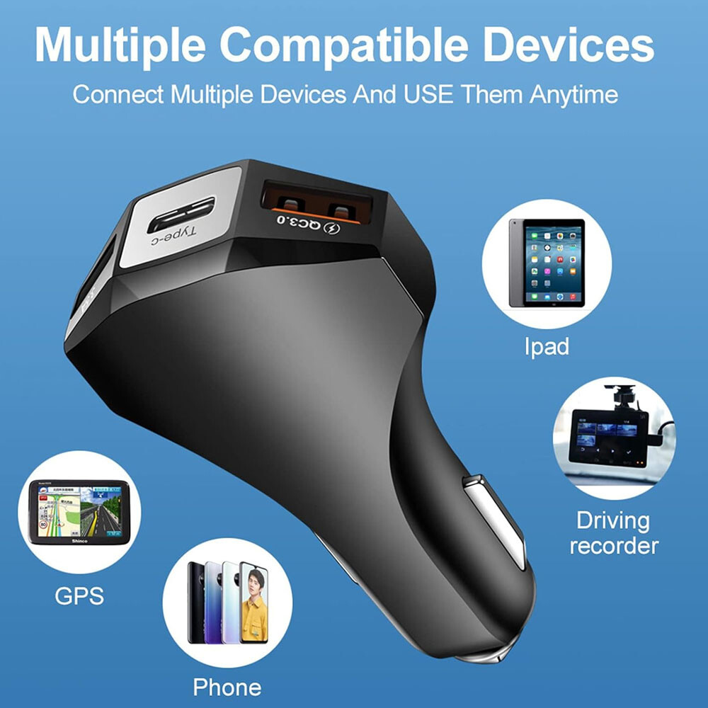 USB Car Charger 7A Quick Charge 3.0 QC Type C PD Fast Charging