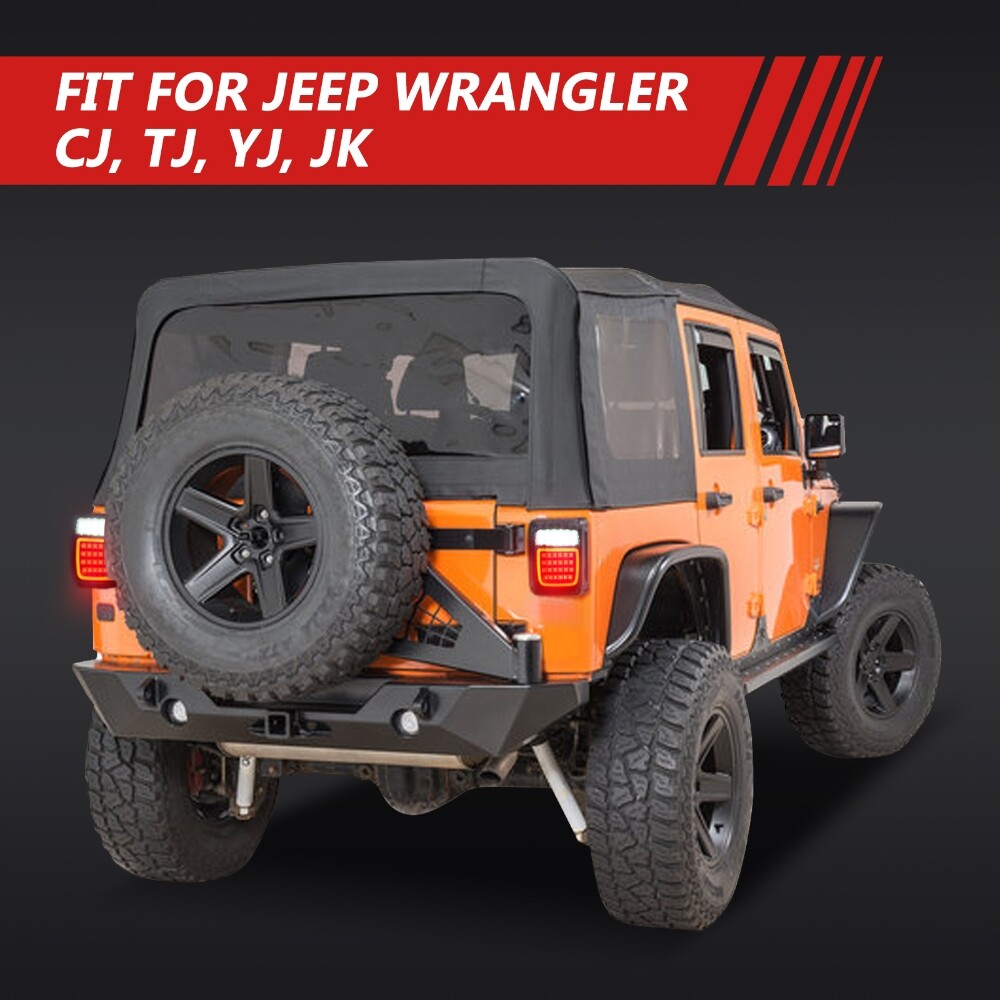 For Jeep Wrangler TJ CJ LED Tail Lights Brake Reverse License Plate Light 83-LED