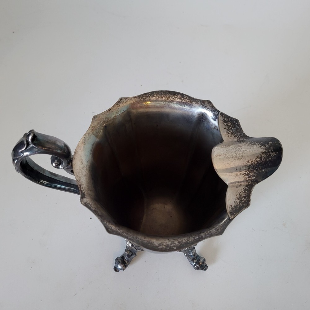 Vintage Silver Plated Water Pitcher w/Ice Lip Marked Rare old